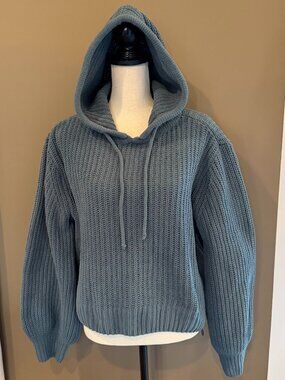 FLX Women's Super Soft Green Chenille Side Zip Knit Hoodie Sweater, Size Small